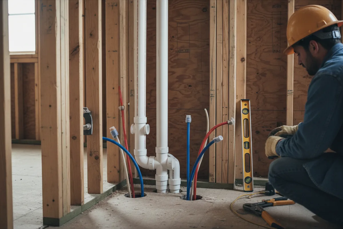 Drain and supply rough-in during Sump Pump Repair in Healdsburg