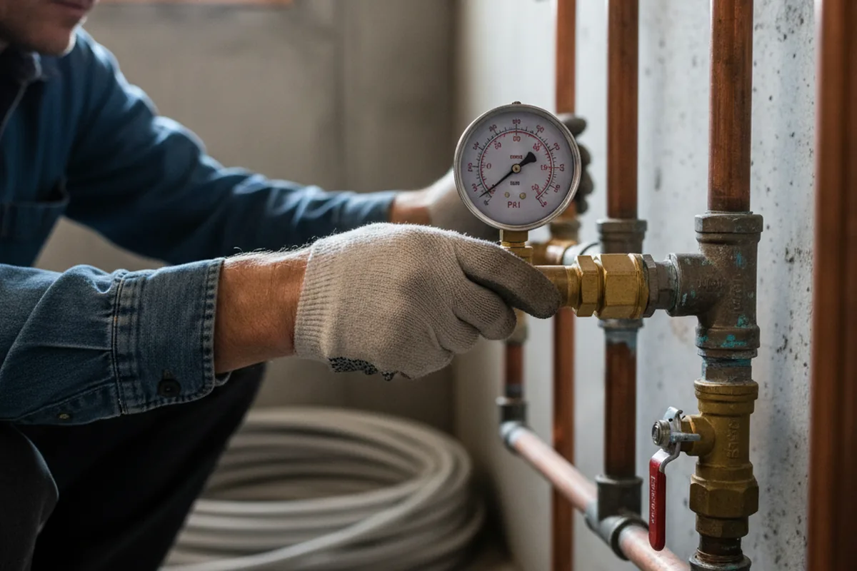 Pressure testing a repaired line during Water Line Repair in Healdsburg